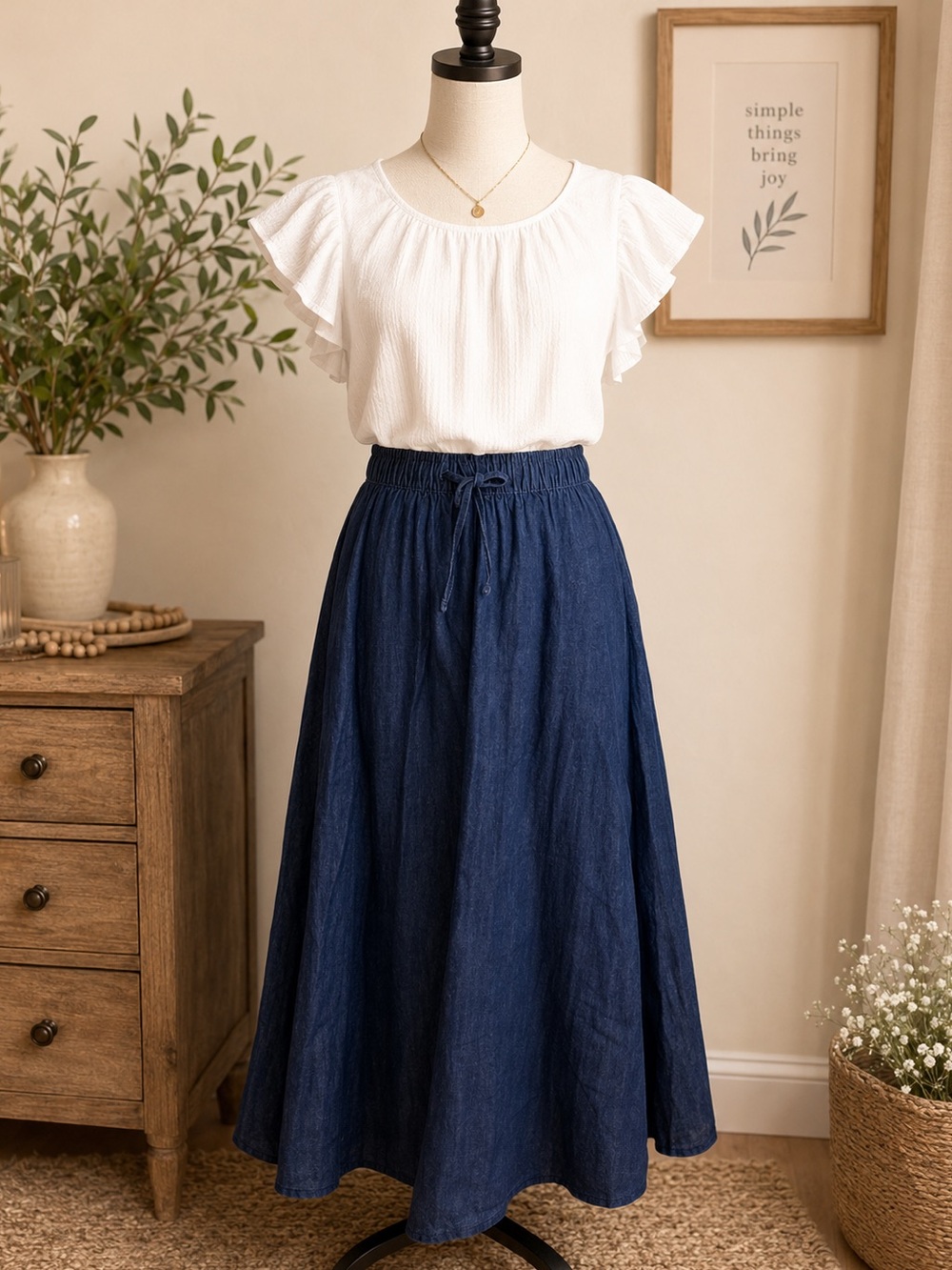 Piombo Dark Blue Maxi Skirt